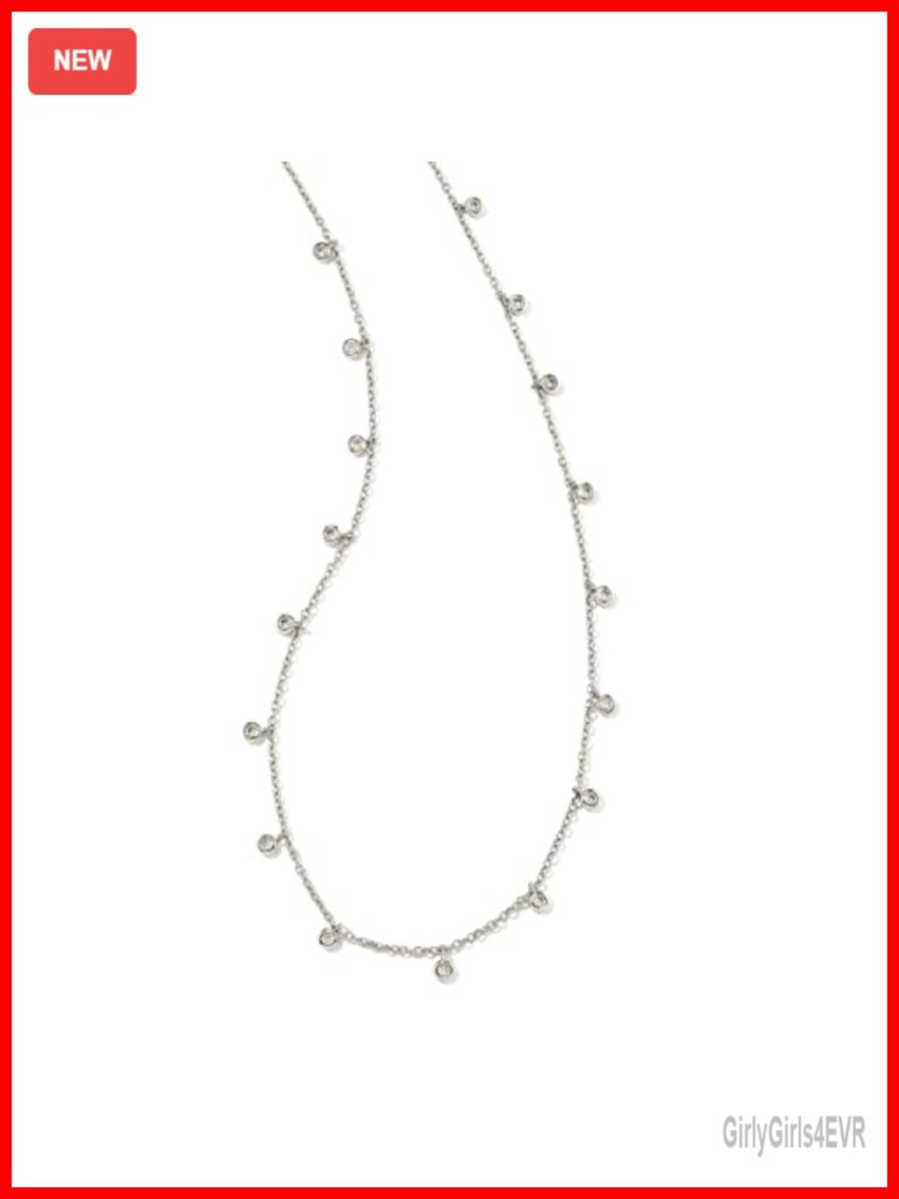 Rhodium-Plated Crystal Chain Layering Necklace 19 Inch Lobster Clasp